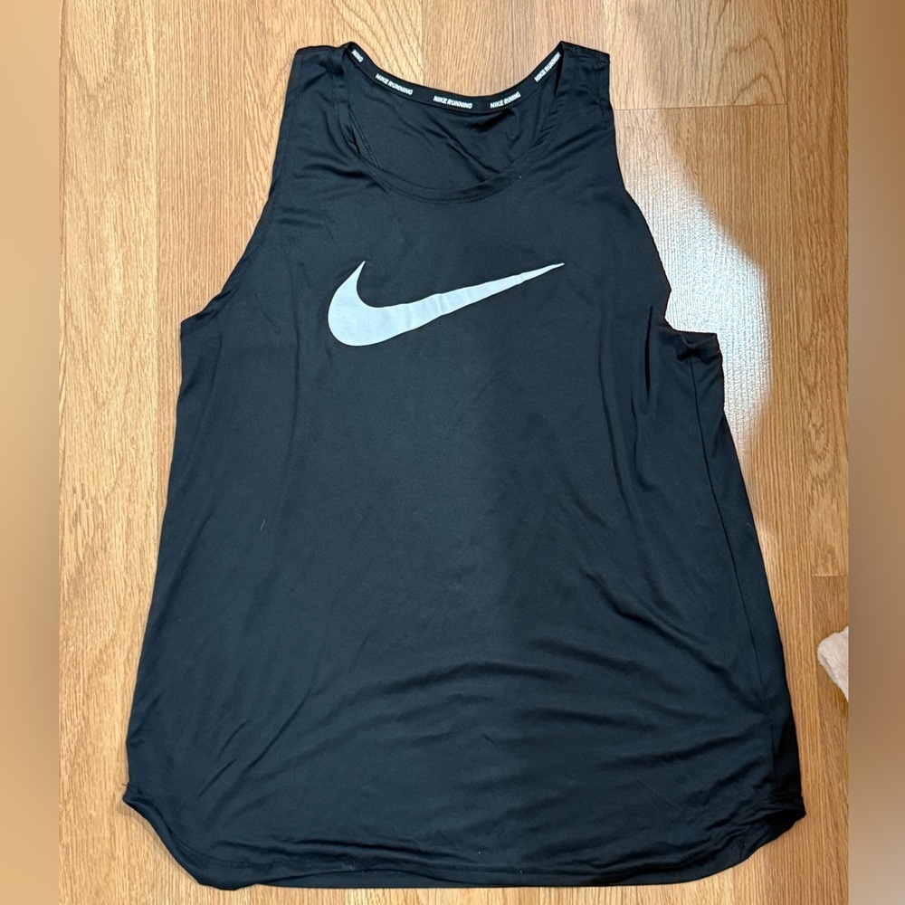 Nike Women's Black Muscle Tee with White Logo